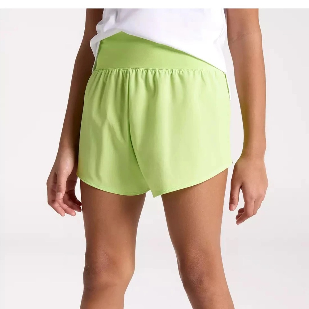 DSG Girl's Large Neon Pear High Rise Performance Shorts Lined Knit Waistband NWT